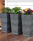 Set of Three Light Gray Recycled Plastic Rectangular Planter Box