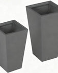 Set of Two Light Gray Magnesium Oxide Rectangular Planter Box