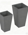 Set of Two Light Gray Magnesium Oxide Rectangular Planter Box
