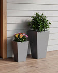 Set of Two Light Gray Magnesium Oxide Rectangular Planter Box