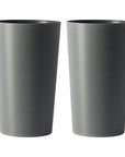 Set of Two Light Gray Heavy Duty Plastic Cylindrical Planter Pots