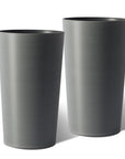 Set of Two Light Gray Heavy Duty Plastic Cylindrical Planter Pots