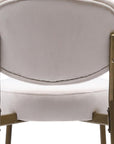 Set of Two 29" White And Gold Velvet And Metal Low Back Bar Height Bar Chairs