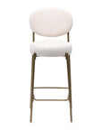 Set of Two 29" White And Gold Velvet And Metal Low Back Bar Height Bar Chairs