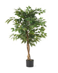 47" Green Artificial Ficus Tree In Cylindrical Black Pot