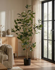 47" Green Artificial In Cylindrical Black Pot