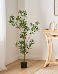 47" Green Artificial In Cylindrical Black Pot