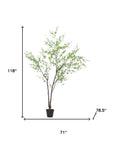 118" Green Artificial In Cylindrical Black Pot