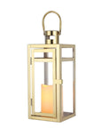 12" Clear And Gold Glass And Stainless Steel Tabletop Lantern Candle Holder