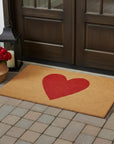 24" X 48" Brown And Red Heart Outdoor Coir Door Mat