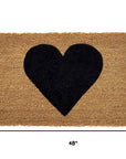 24" X 48" Brown And Black Heart Outdoor Coir Door Mat