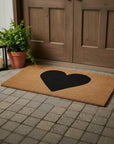 24" X 48" Brown And Black Heart Outdoor Coir Door Mat