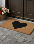 24" X 48" Brown And Black Heart Outdoor Coir Door Mat