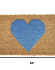 30" X 48" Brown And Blue Heart Outdoor Coir Door Mat