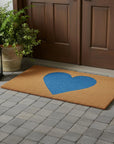 30" X 48" Brown And Blue Heart Outdoor Coir Door Mat