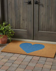 36" X 72" Brown And Blue Heart Outdoor Coir Door Mat