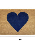 30" X 48" Brown And Dark Blue Heart Outdoor Coir Door Mat