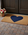 30" X 48" Brown And Dark Blue Heart Outdoor Coir Door Mat