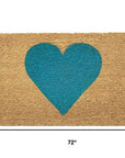 24" X 48" Brown And Turquoise Heart Outdoor Coir Door Mat