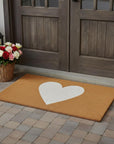 24" X 48" Brown And White Heart Outdoor Coir Door Mat