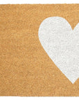 24" X 48" Brown And White Heart Outdoor Coir Door Mat