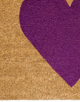 24" X 48" Brown And Purple Heart Outdoor Coir Door Mat