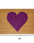 24" X 48" Brown And Purple Heart Outdoor Coir Door Mat
