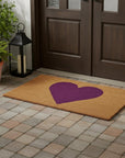 24" X 48" Brown And Purple Heart Outdoor Coir Door Mat