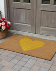 24" X 48" Brown And Yellow Heart Outdoor Coir Door Mat