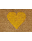 24" X 48" Brown And Yellow Heart Outdoor Coir Door Mat
