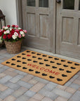 24" X 48" Brown Black And Red Hearts Welcome Outdoor Coir Door Mat