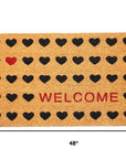 24" X 48" Brown Black And Red Hearts Welcome Outdoor Coir Door Mat