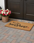 24" X 48" Brown And Black Hello Sunshine Outdoor Coir Door Mat
