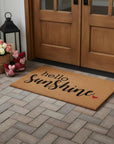 24" X 48" Brown And Black Hello Sunshine Outdoor Coir Door Mat