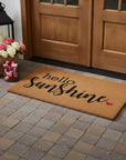 24" X 48" Brown And Black Hello Sunshine Outdoor Coir Door Mat