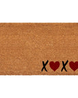 24" X 48" Brown Black And Red Valentine's Day Heart XOXO Outdoor Coir Door Mat