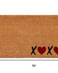 24" X 48" Brown Black And Red Valentine's Day Heart XOXO Outdoor Coir Door Mat