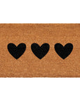 30" X 48" Brown And Black Three Hearts Outdoor Coir Door Mat