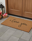 24" X 36" Brown Red And Black Love You Outdoor Coir Door Mat