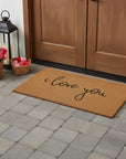 24" X 36" Brown Red And Black Love You Outdoor Coir Door Mat