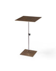 Bronze And Silver Steel Height Adjustable Square Pedestal End Table