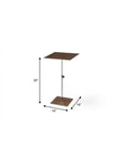 Bronze And Silver Steel Height Adjustable Square Pedestal End Table