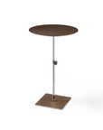 Bronze And Silver Steel Height Adjustable Round Pedestal End Table