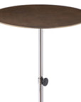 Bronze And Silver Steel Height Adjustable Round Pedestal End Table