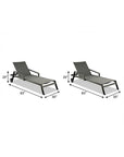 Set of Two Gray Aluminum Three Position Adjustable Sling Outdoor Stacking Chaise Lounges