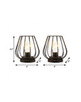 Set of Two 7" Black Geometric Cage Cordless Desk Lamps