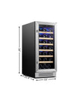34" X 15" Silver Stainless Steel Single Compartment Wine Refrigerator