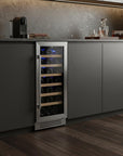 34" X 15" Silver Stainless Steel Single Compartment Wine Refrigerator