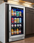 34" X 15" Silver and Black Stainless Steel Single Compartment Can Beverage Refrigerator