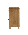 30" Natural Solid Wood Distressed Carved Floral One Drawer Nightstand
